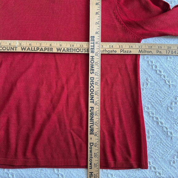 August Silk 100% Silk Red Knit Top Long Sleeve S Lightweight Capsule Minimalist - Picture 9 of 9